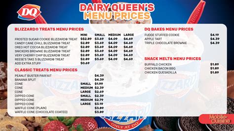 dairy queen menu with costs.